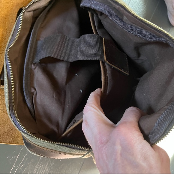 R&R Leather green canvas/brown leather backpack main image 6